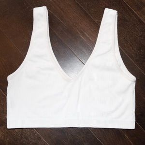 • Garage Ribbed Plunge Crop Bralette